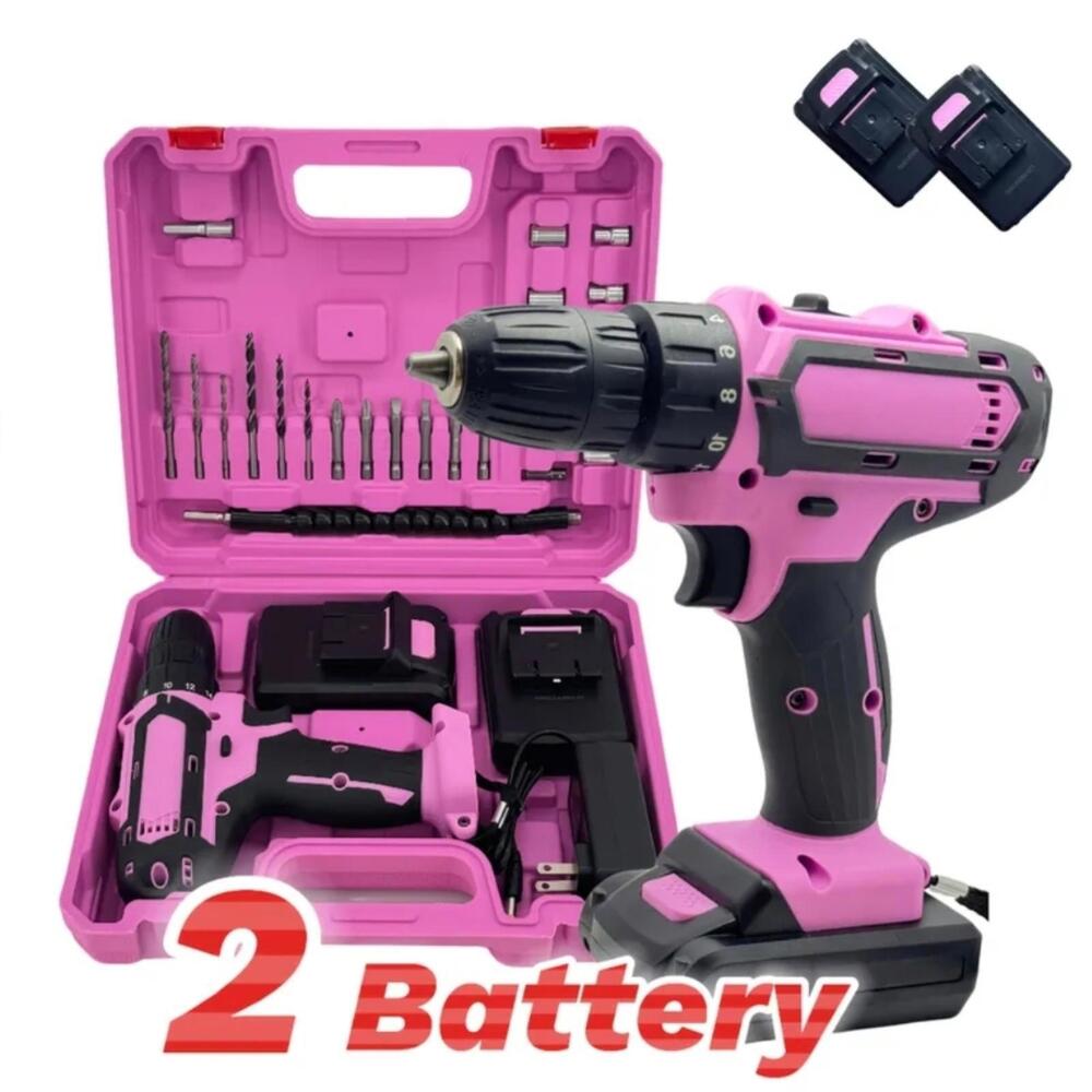Toolkit. Pink Drill Kit with 2 Batteries And 1 Charger
